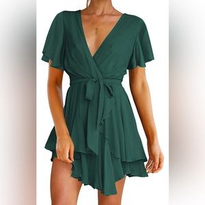 Women’s Cute Long Sleeve Green Dress Size X-Large